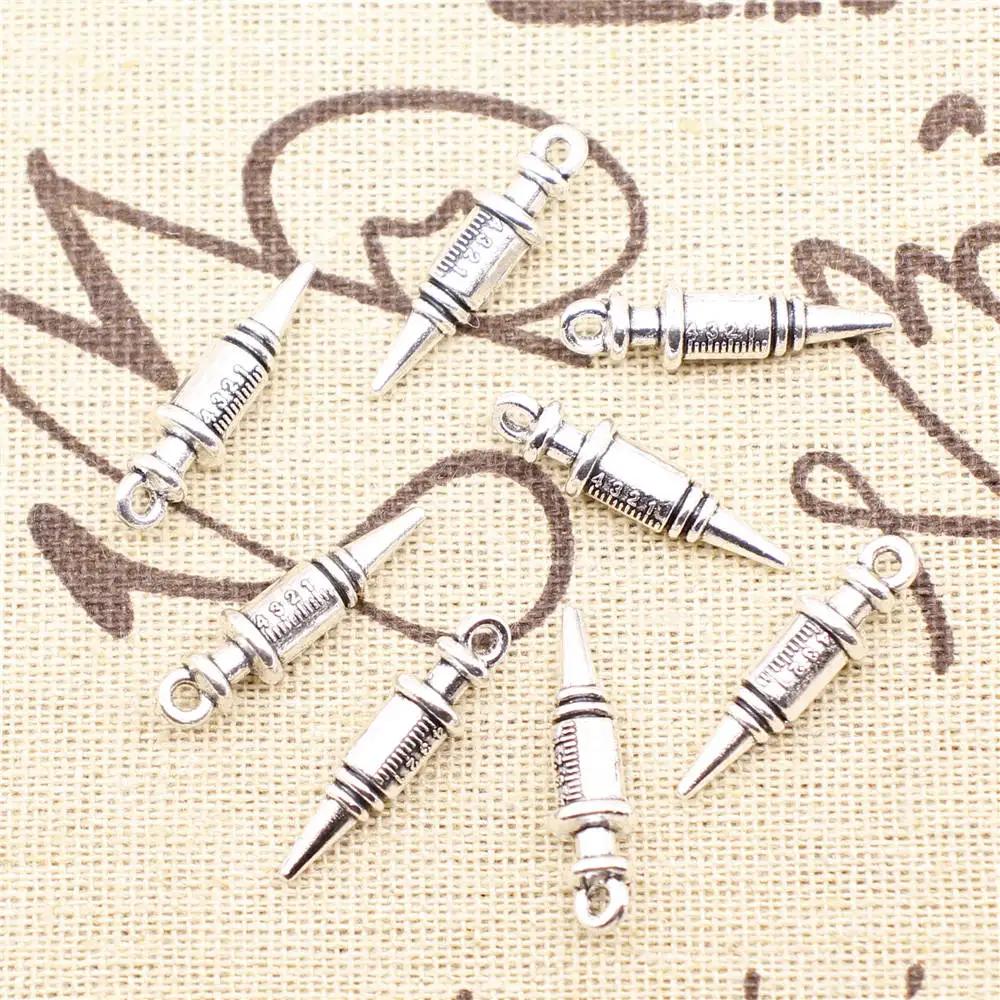 

Syringe Diy Charms Jewelri Pendant Hobbies And Crafts Materials 7X25mm Antique Silver Color 10 Pieces