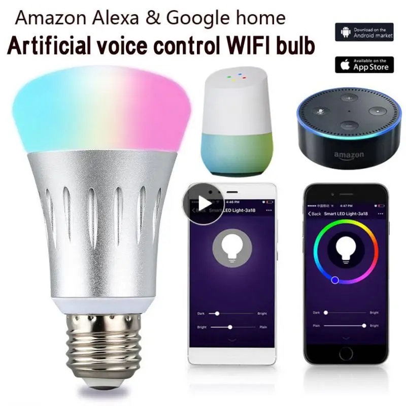 

Energy-saving Lamp Wireless WiFi Smart Light Bulb Remote Voice Control Light Led Lamp Compatible with Alexa Home RGBW