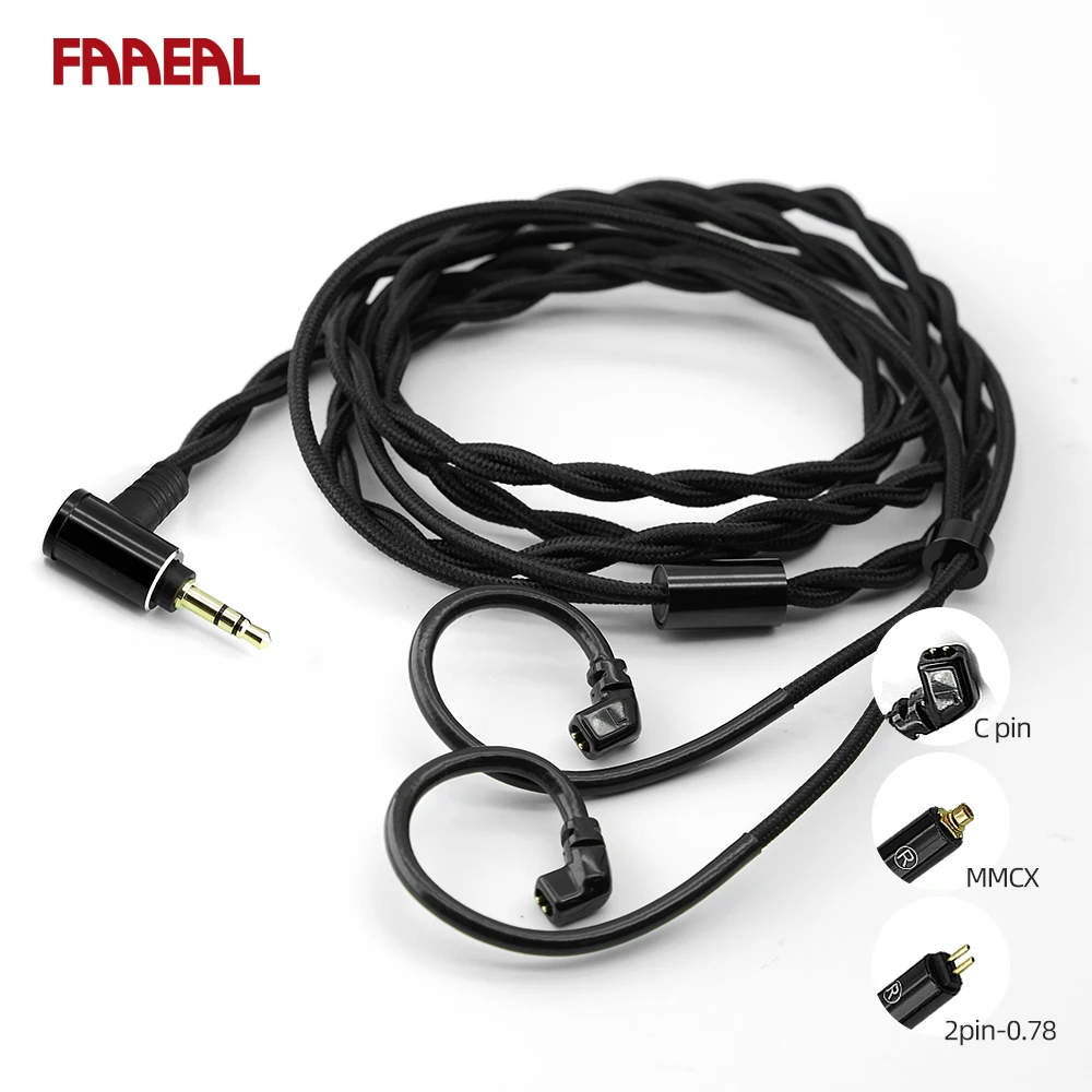 

FAAEAL Earphone Upgrade Cables 2.5/3.5/4.4mm Replacement Cable HiFi Bass Headset Wire Accessories For KZ ZSN GK CCA TRN UE QDC