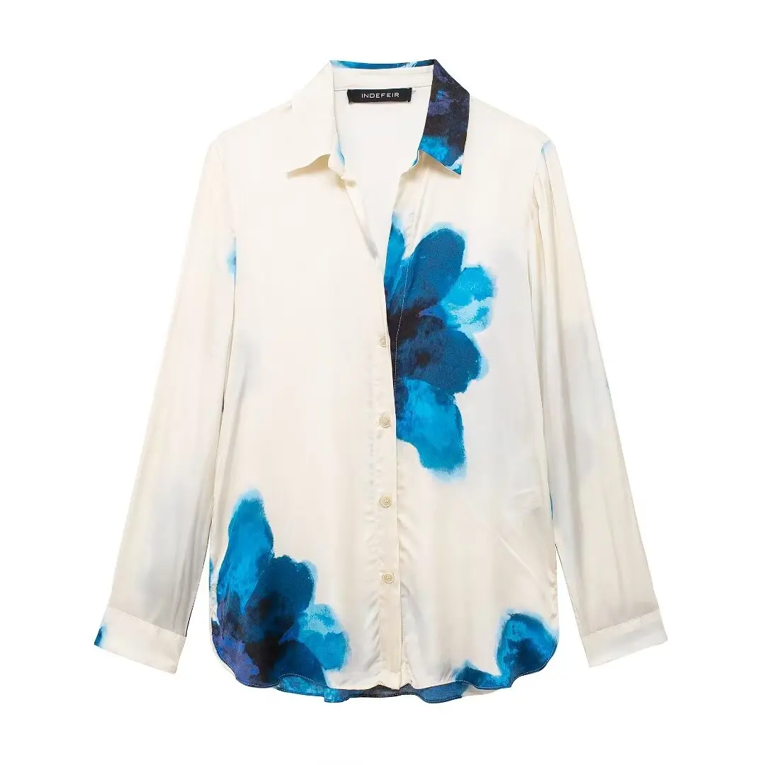 Комплект из рубашки и брюк с цветочным принтом длинным рукавом