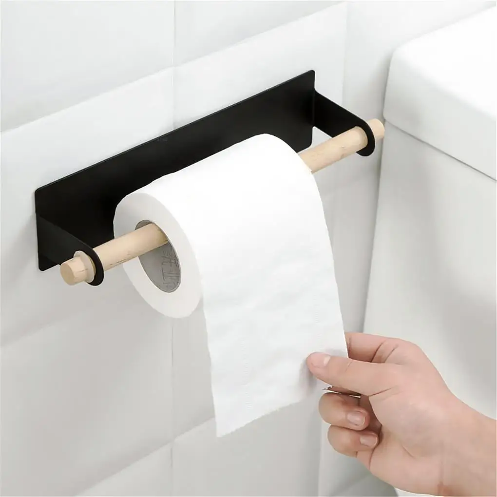 

Single Rod Towel Rack Bathroom Kitchen Self-adhesive Wall Mounted Paper Towel Storage Hanging Shelf