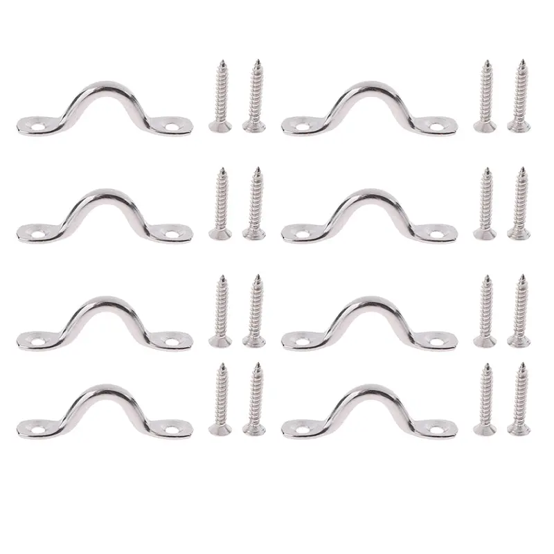 

8 Pcs Handle 5mm Stainless Steel Wire Eye Strap Boat Marine Tie Down Fender Hook Canopy Silver RV Engines Accessories
