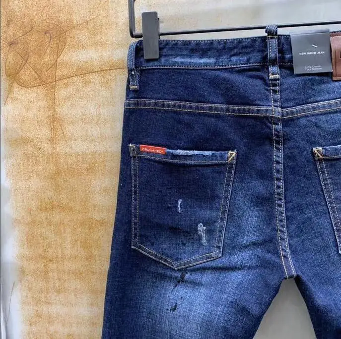 Jeans Pants Design Cool Top Jeans Men Slim Jeans Denim Trousers Blue Hole Pants Jeans For Men 966-1