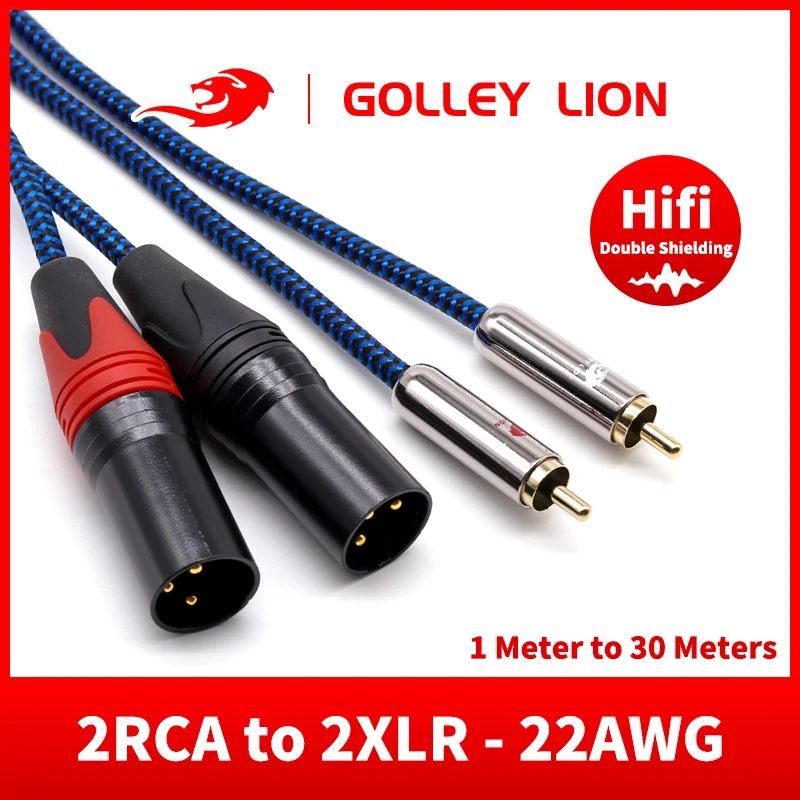 Двойной аудиокабель Dual XLR to RCA премиумного качества для эффекторного усилителя Song Mechine 2 3-Pin с золотым покрытием 1M 2M 3M 5M 8M on.