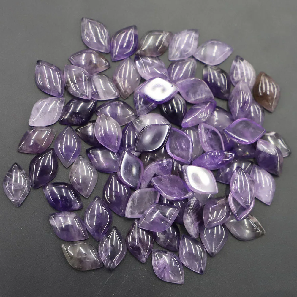 15*10MM Natural Stone Uruguay Amethyst Ornament Shaped Cabochon Home Decoration Exquisite Charm Ring Accessories Wholesale 30Pcs
