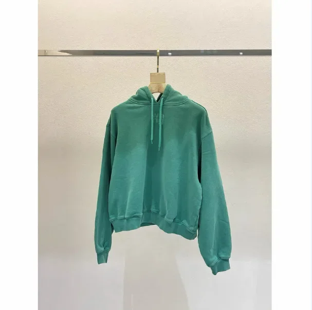 

2024 Wang Fashion Luxury early spring new loose pullover round neck hooded jacket letter printed sweater woman