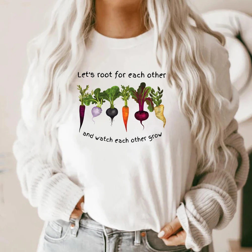 Vegetable T Shirt Let's Root for Each Other Tee Gardening Shirt Watch Each Other Grow Shirt Vegetables Lover Gift Casual Tops