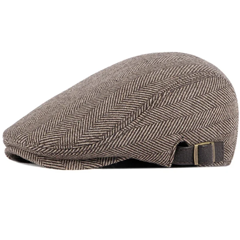 

Berets Men High Quality Autumn Winter Wool Hat Striped Ivy Newsboy Flat Cap Artist Painter Hat Male Adjustable Beret Cap