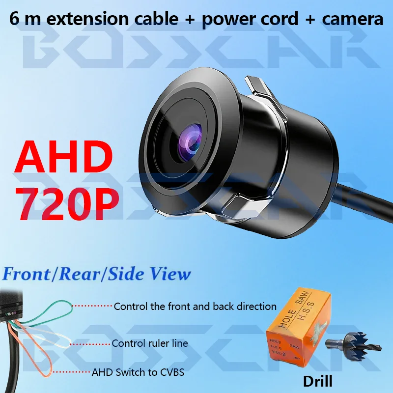 

BOSSCAR AHD1080P Автомобильная передняя камера заднего вида 170 ° Объектив «рыбий глаз» Full HD, камера заднего вида ночного видения, универсальная G301