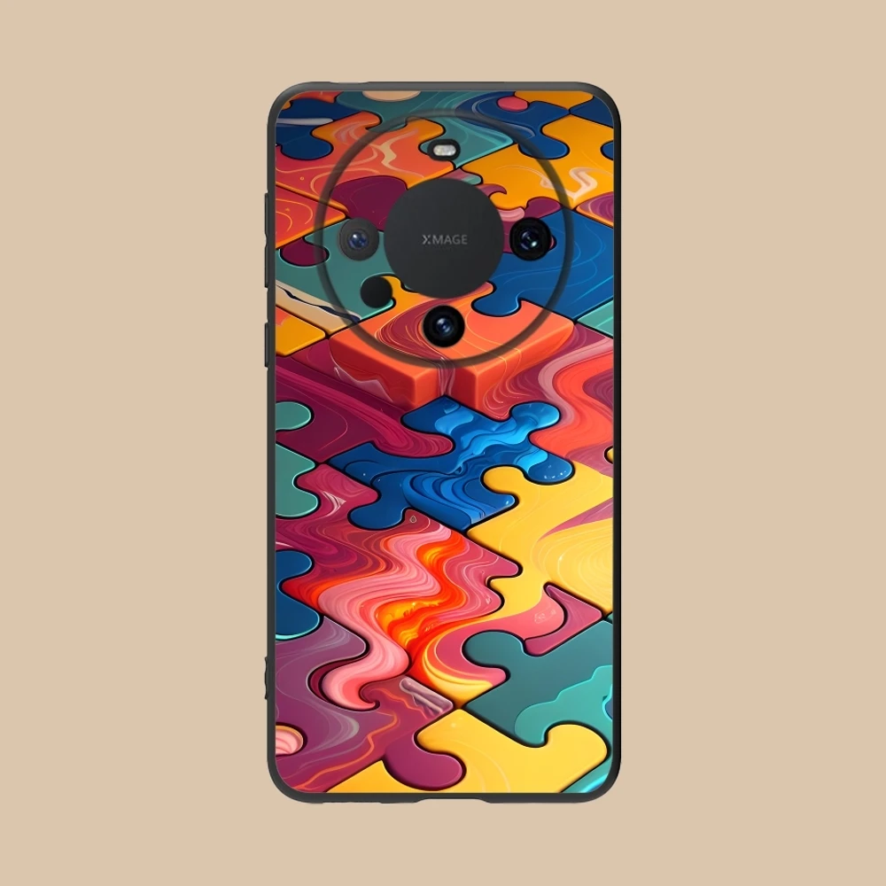 Чехол для мобильного телефона Puzzle Pretty Fashion Huawei Mate 60 50 40 30 20 10 Pro Plus Lite E 5G черный