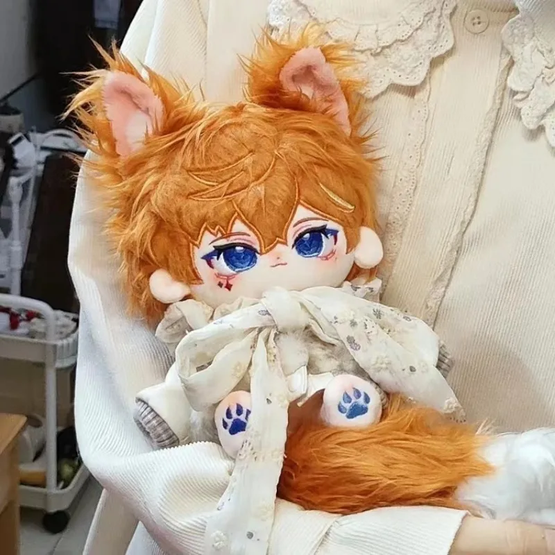 

Anime Game Genshin Impact Tartaglia Cute Monster Ears Tail Cosplay Plush Stuffed Doll Body With Clothes Dress UP Plushie 20cm