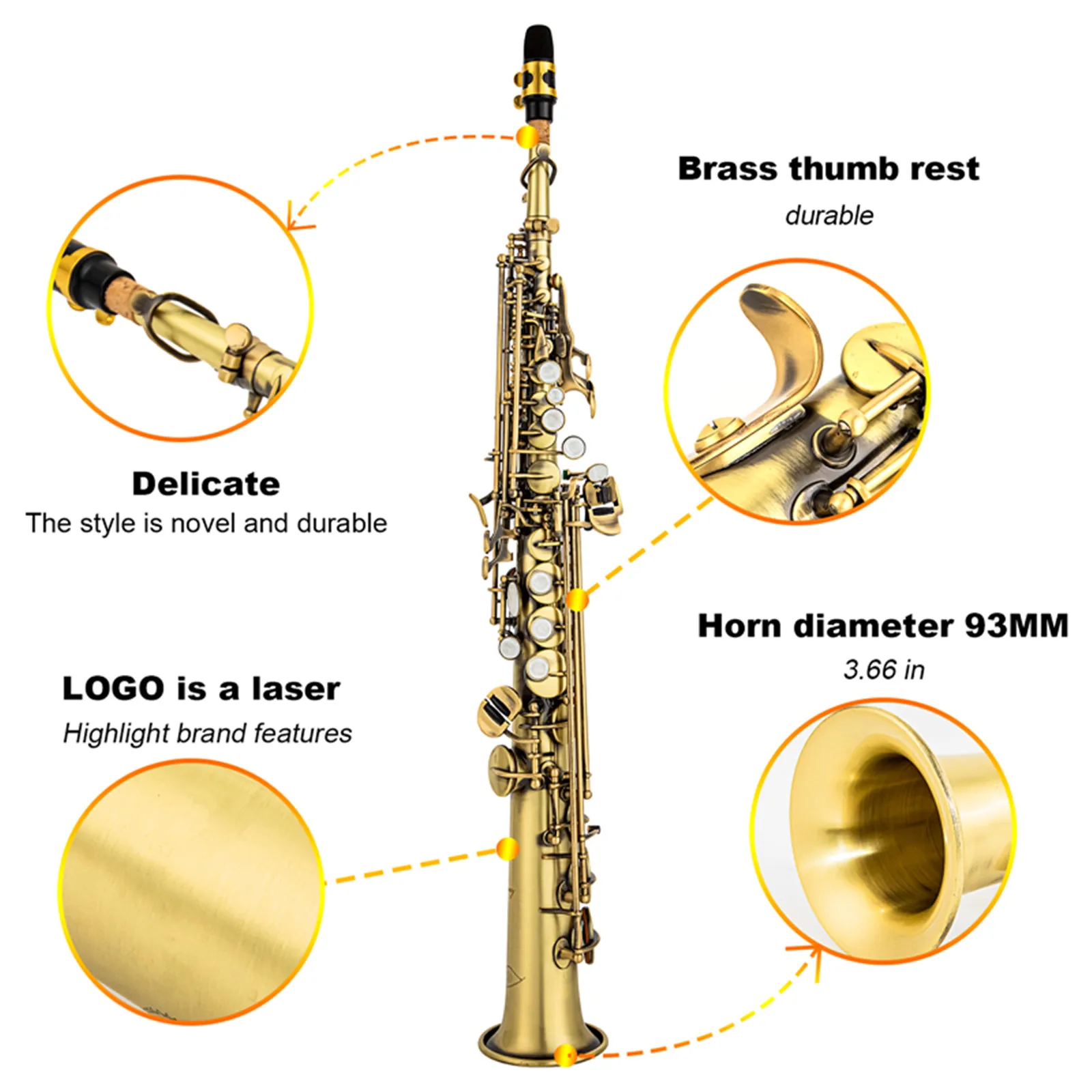 Японский искусственный саксофон-сопрано с искусственным покрытием из античной