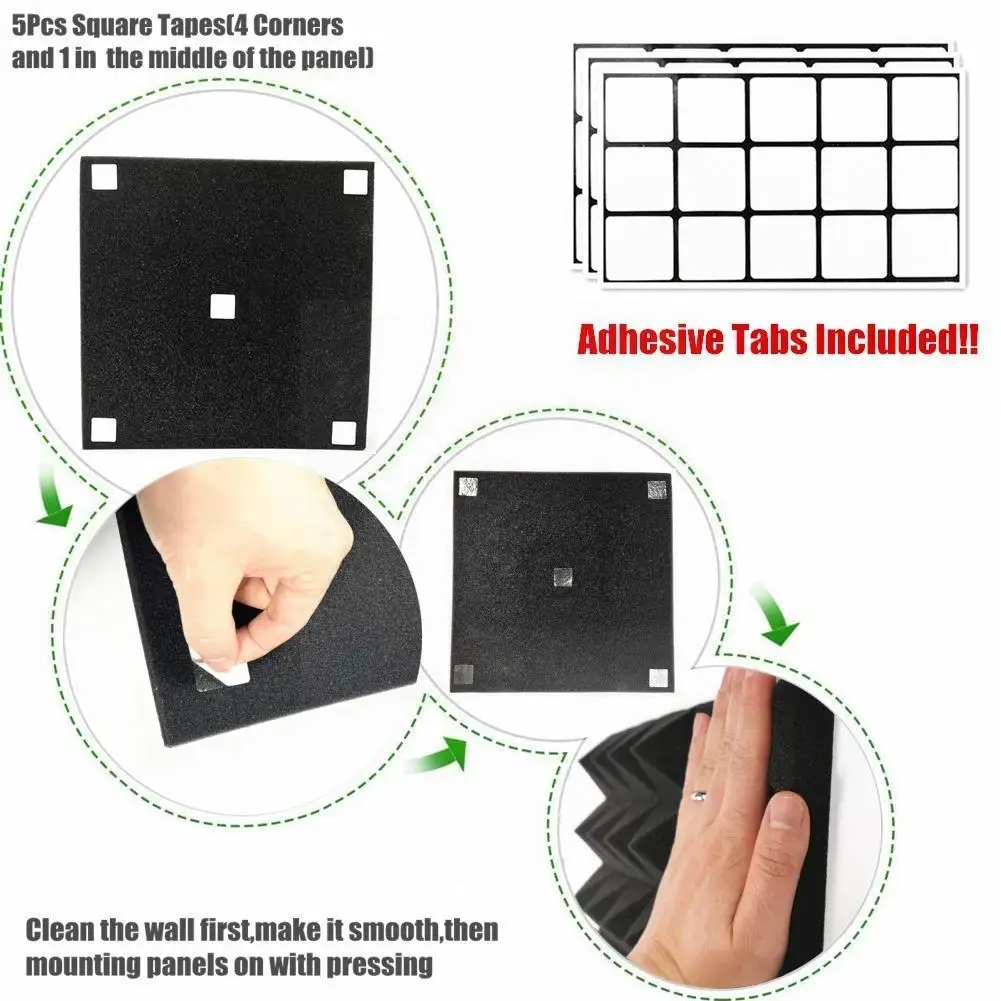 

12/24pcs 30x30x5cm Studio Acoustic Foam Panels Sound Tapes Room Treatment Sponge Insulation Foam Ktv Pad Wall Soundproof Wi O5u7