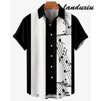 2022 new summer casual hot sale printed hawaiian shirts mens vacation short sleeves landuxiu