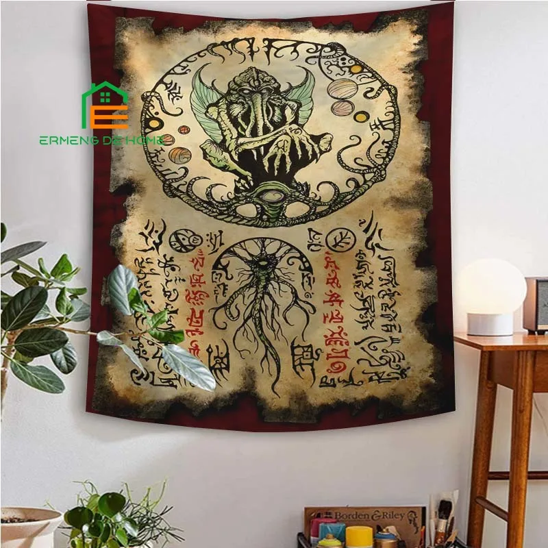 

Dark Necronomicon Cthulhu Mythological Monster Tapestry Wall Hanging Dark Style Wall Tapestries Wall Art Decor
