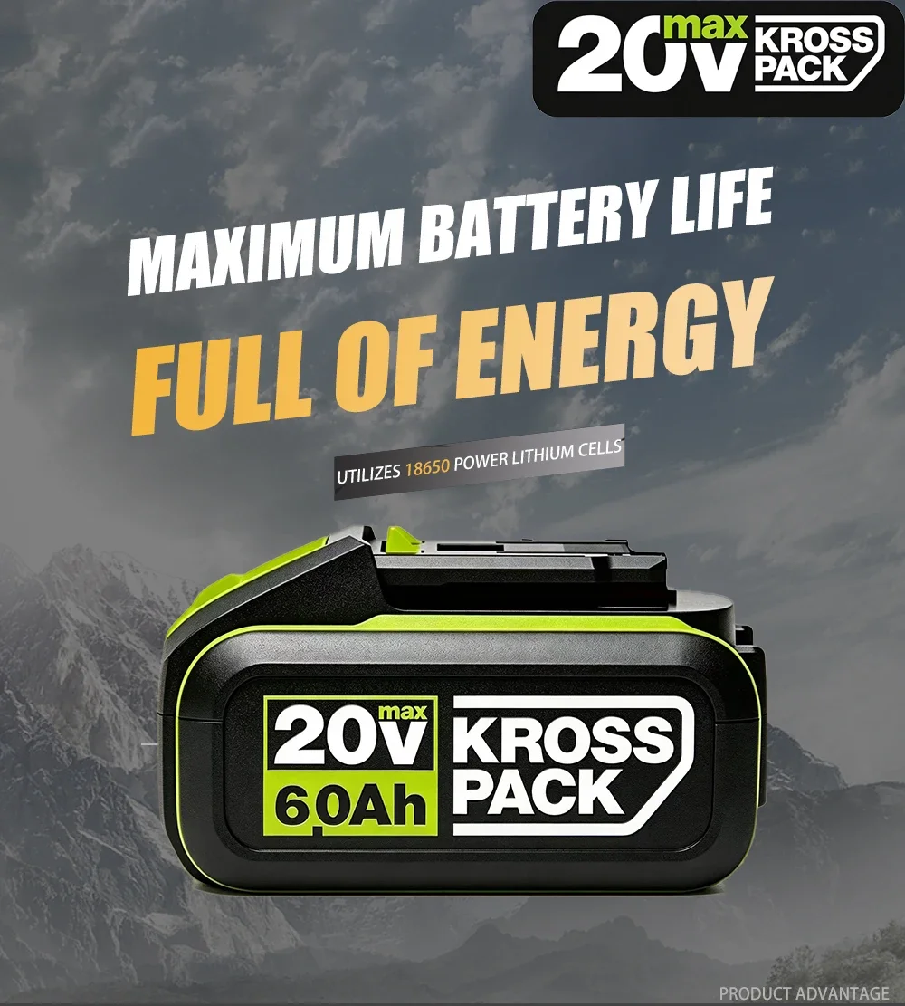 Фото Аккумулятор Li-ion 20V WORX 6.0Ah/8.0Ah 5pin WA3016 WA3023 WA3027 для инструментов Dewalt, совместимый с моделями беспроводных электроинструментов WORX №2
