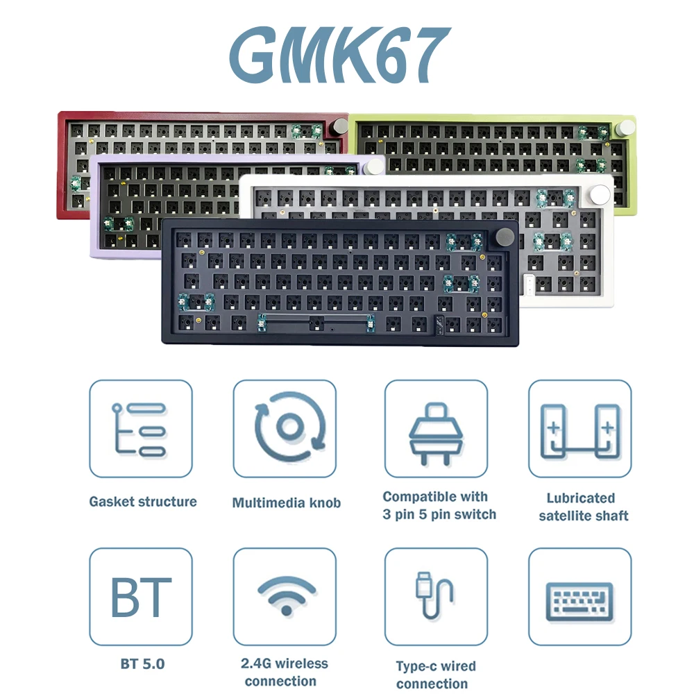 

Клавиатура игровая Механическая GMK67, RGB-подсветка, Bluetooth, 2,4 ГГц, 3 режима