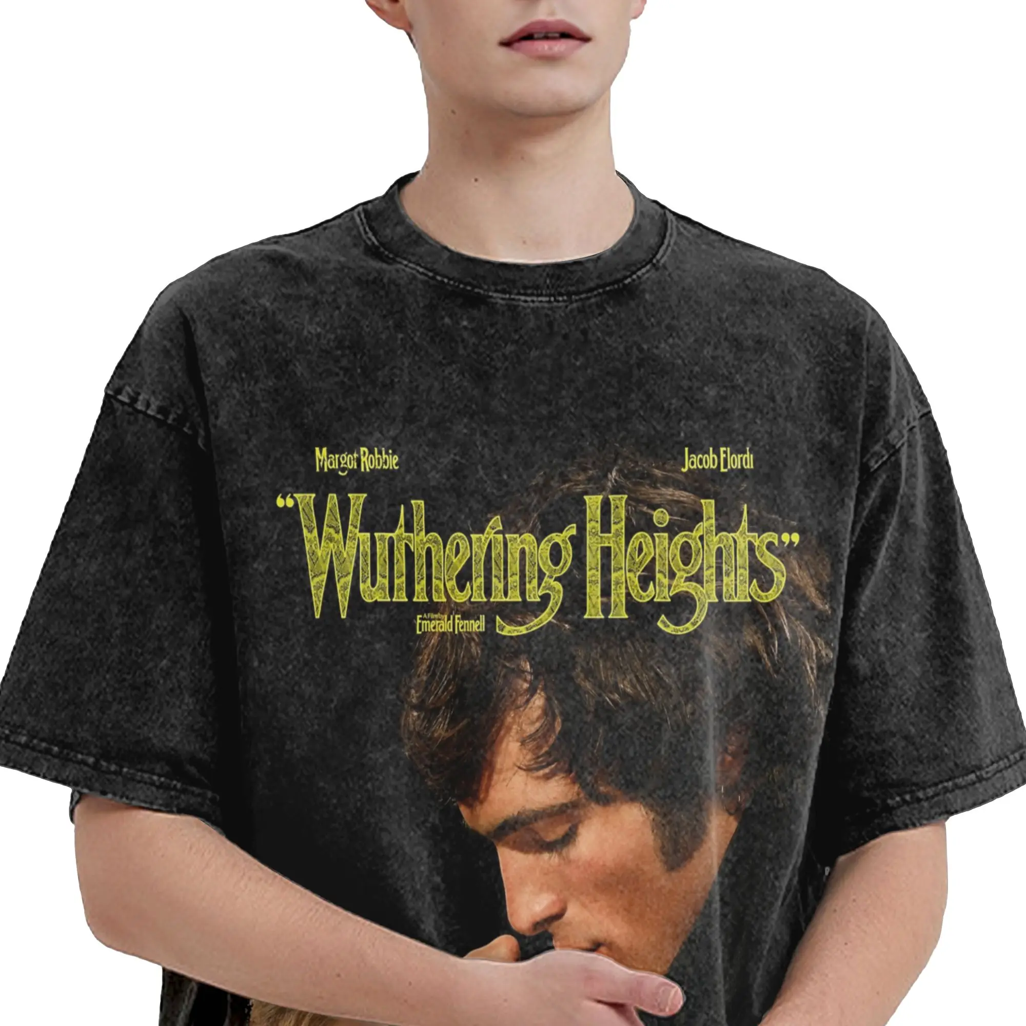 Фото Футболка Wuthering Heights Movie Movie в стиле Streetwear, хип-хоп, винтаж, с принтом Джейкоба Элорди, мужская и женская, хлопковая, оверсайз, с графическим рисунком №4