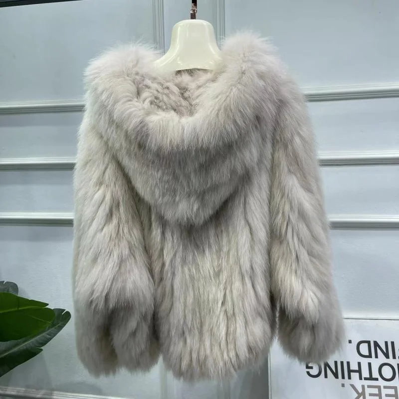 

Женское пальто MPPM из натурального меха, женское роскошное пальто из натурального Лисьего меха с капюшоном, Женское пальто из натурального меха