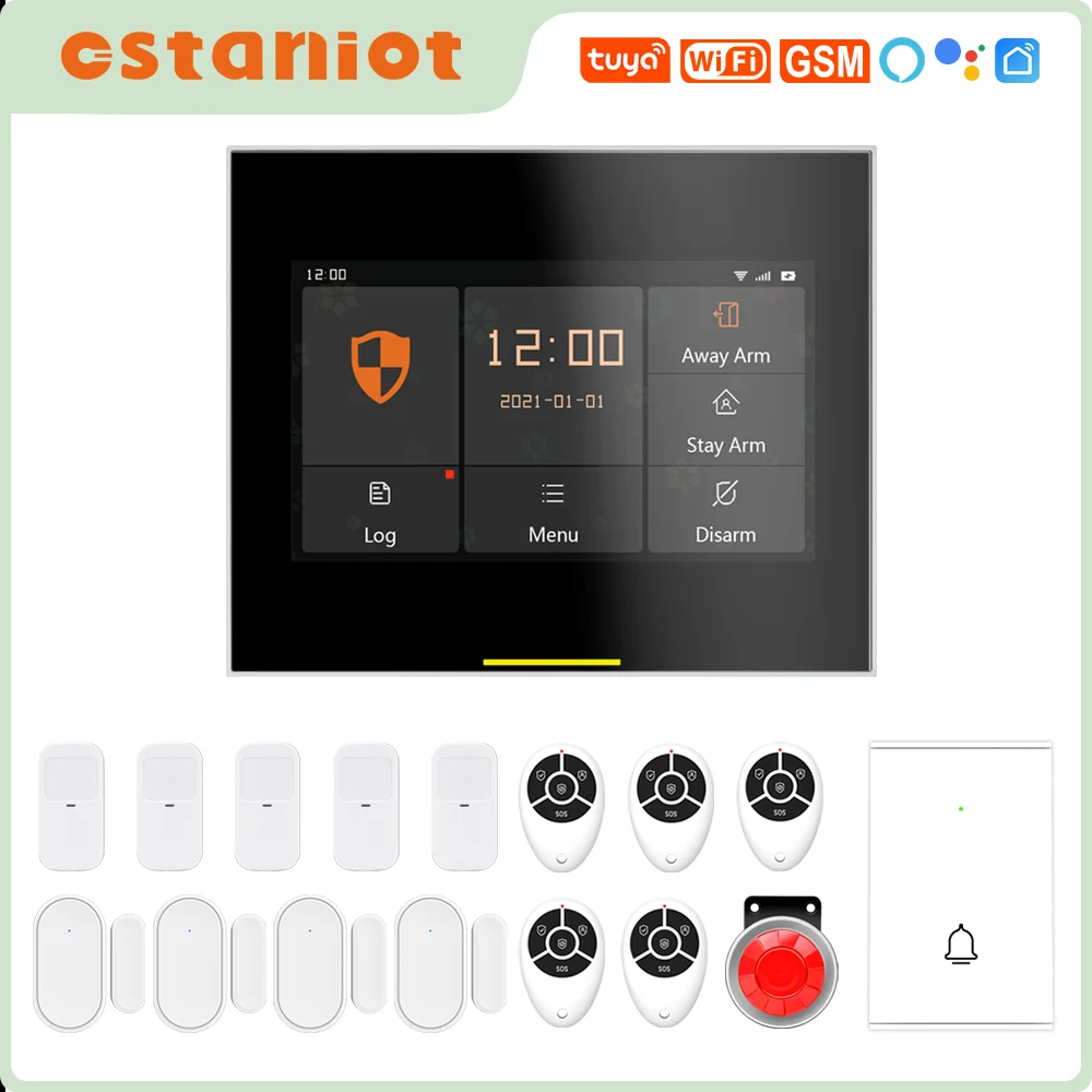 Ostaniot Русская версия 433MHz Tuya GSM Беспроводная WiFi сигнализация для дома с дверным