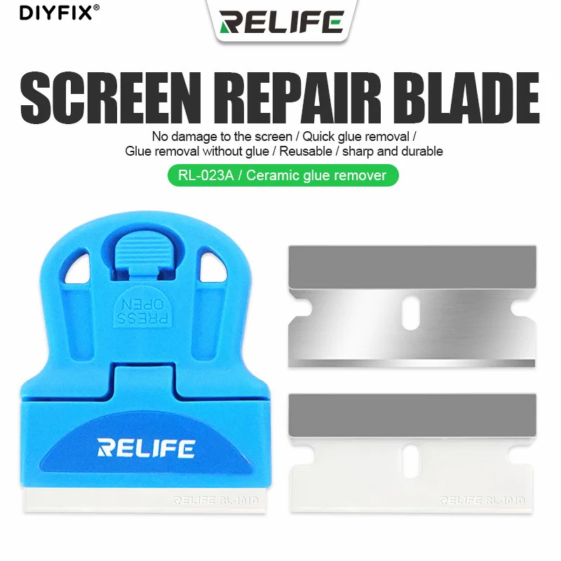 

Relife RL-023A Explosive Screen Repair Blade Removing OCA Dry Glue Dismantling Screen Prying Screen Ceramic Metal Rework Knife
