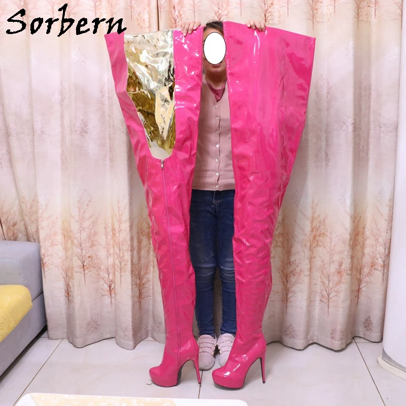 Sorbern Customized Super Long Boots Unisex Invisible Platform Shoes Fetish High Heel Crotch Inside 85Cm Outside 140Cm