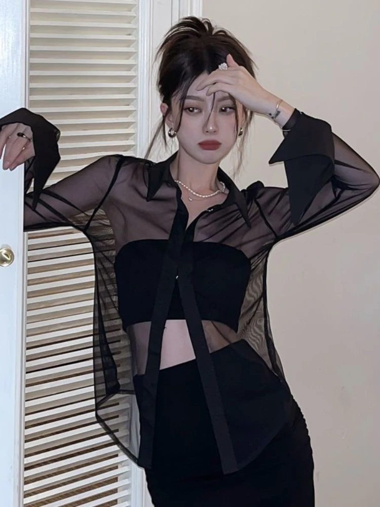 Woherb темпераментные женские топы блузки для женщин приталенная рубашка с длинным