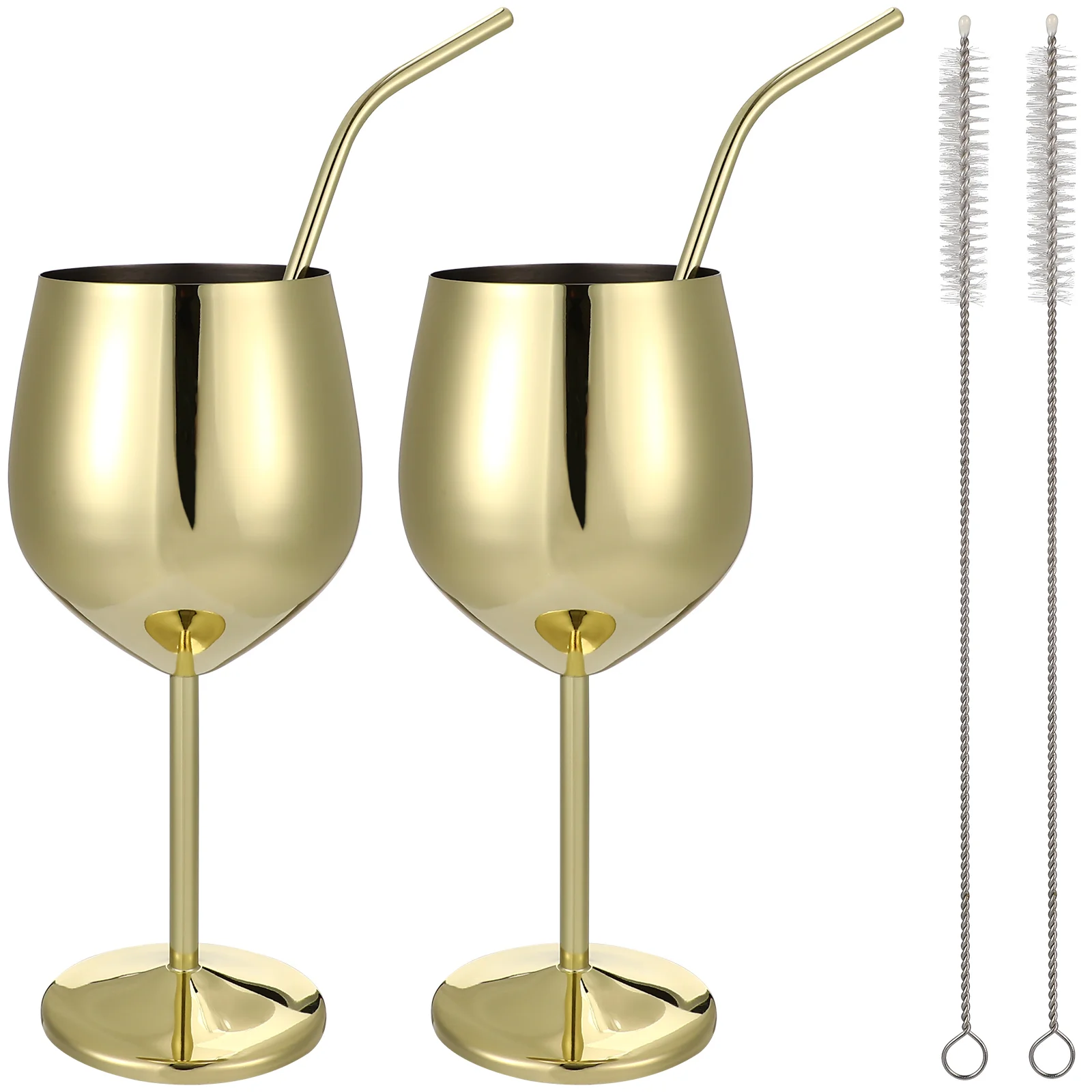 

Glasses Goblet Goblets Metal Redstainless Cups Straws Steel Cocktails Champagne Party Tumbler Stemmed Insulated Unbreakable