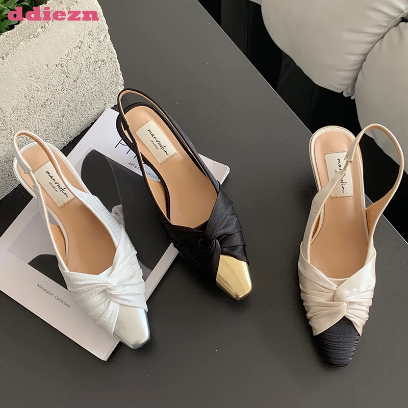 

Women Sandals Pumps Female Shoes Thin High Heels 2023 Butterfly-Knot New In Fashion Ladies Slides Summer Footwear
