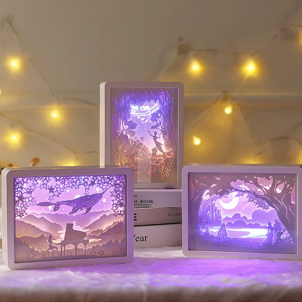 

LED Paper Carving Lamp Personalized Desktop Ornament Valentine's Day Gift