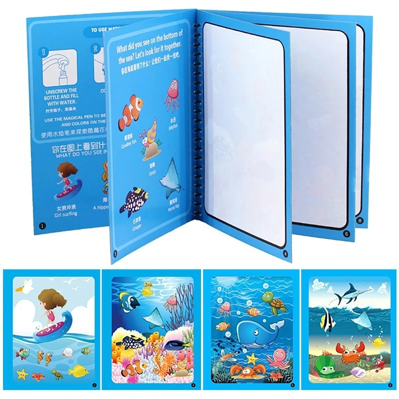 

1pcs Magical Book Water Drawing Montessori Toys Reusable Coloring Book Magic Water Drawing Book Sensory Early Education Toys