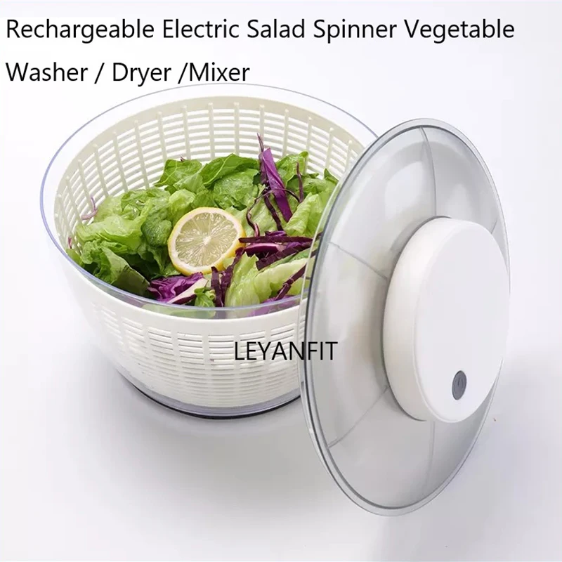 

Automatic Electric Salad Spinner Food Strainers Salad Making Tool Multifunctional Vegetable Washer Salad Vegetable Dryer Mixer