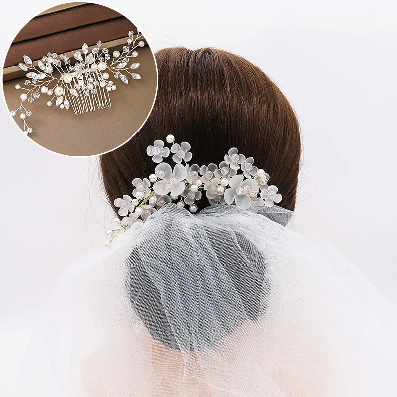 

Crystal Pearl Tiaras Barrettes Hair Clips Hair Combs For Wedding Bride Women Hairpins Bridal Headpiece Hair Jewelry Accessories