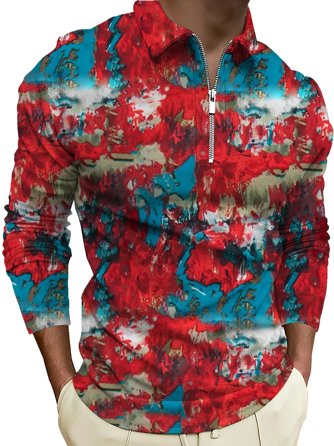 

Свитер мужской с воротником-стойкой, повседневный Свободный пуловер на молнии, с объемным рисунком, в американском стиле, весна-осень