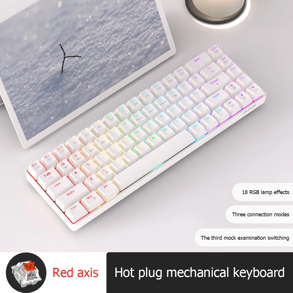 

K685T Mechanical Keyboard RGB Backlight 68 Keys Three Mode Wireless Gaming Keyboards for Gamer Laptop Desktop