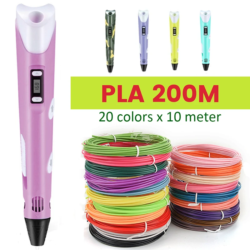 DIY 3D Pen Printing 3D Printer Pens PLA Filament 1.75mm With LCD Screen 3D Drawing Pencil Pen For Kids Educational Birthday Gift