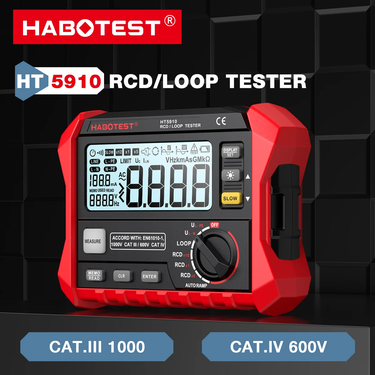 HABOTEST HT5910 Измеритель сопротивления тестер переключателя утечки ЖК-цифровой