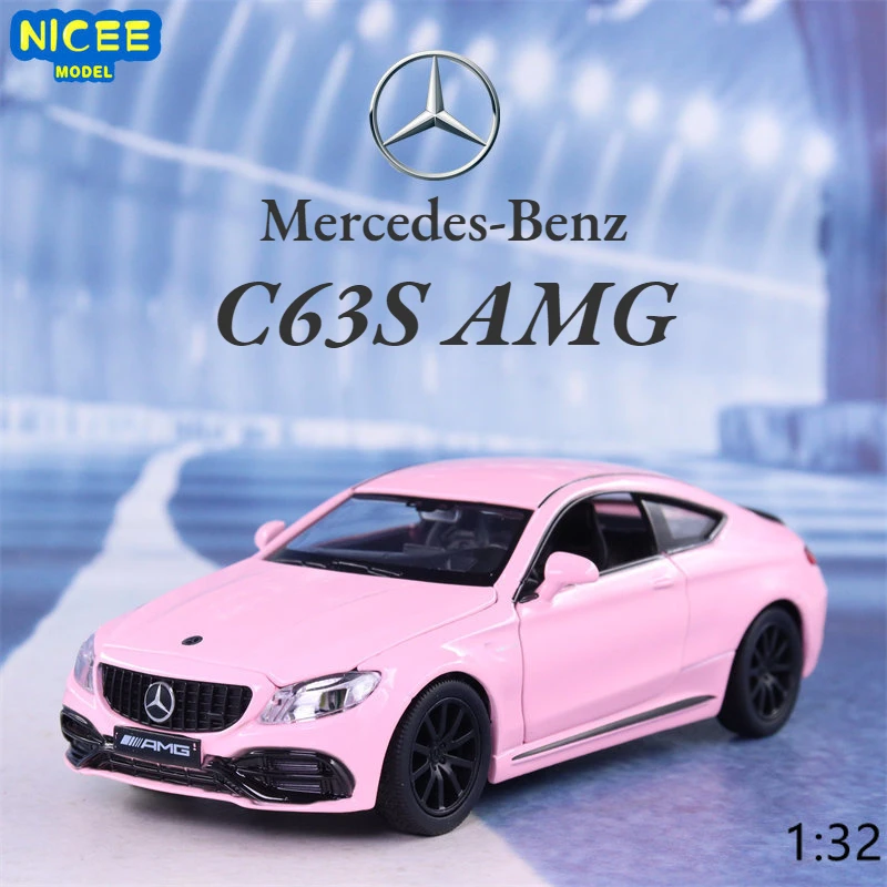 1:32 Mercedes Benz C63S AMG Sports Car Diecast Metal Alloy Model car Sound Light Pull Back Collection Kids Toy Gifts A55