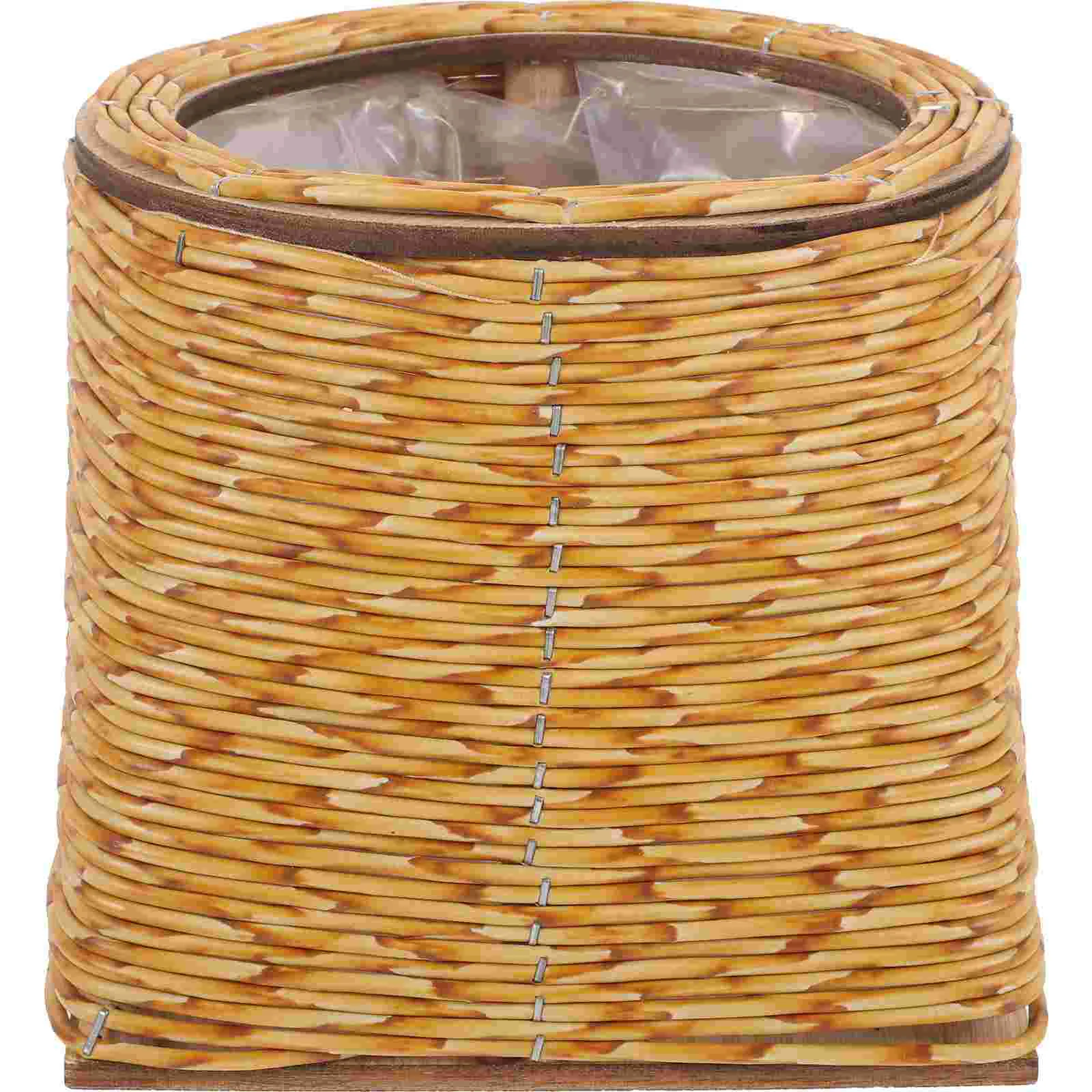 

Rattan Flower Basket Home Baskets Manual Woven Planter Plastic Hand Storage