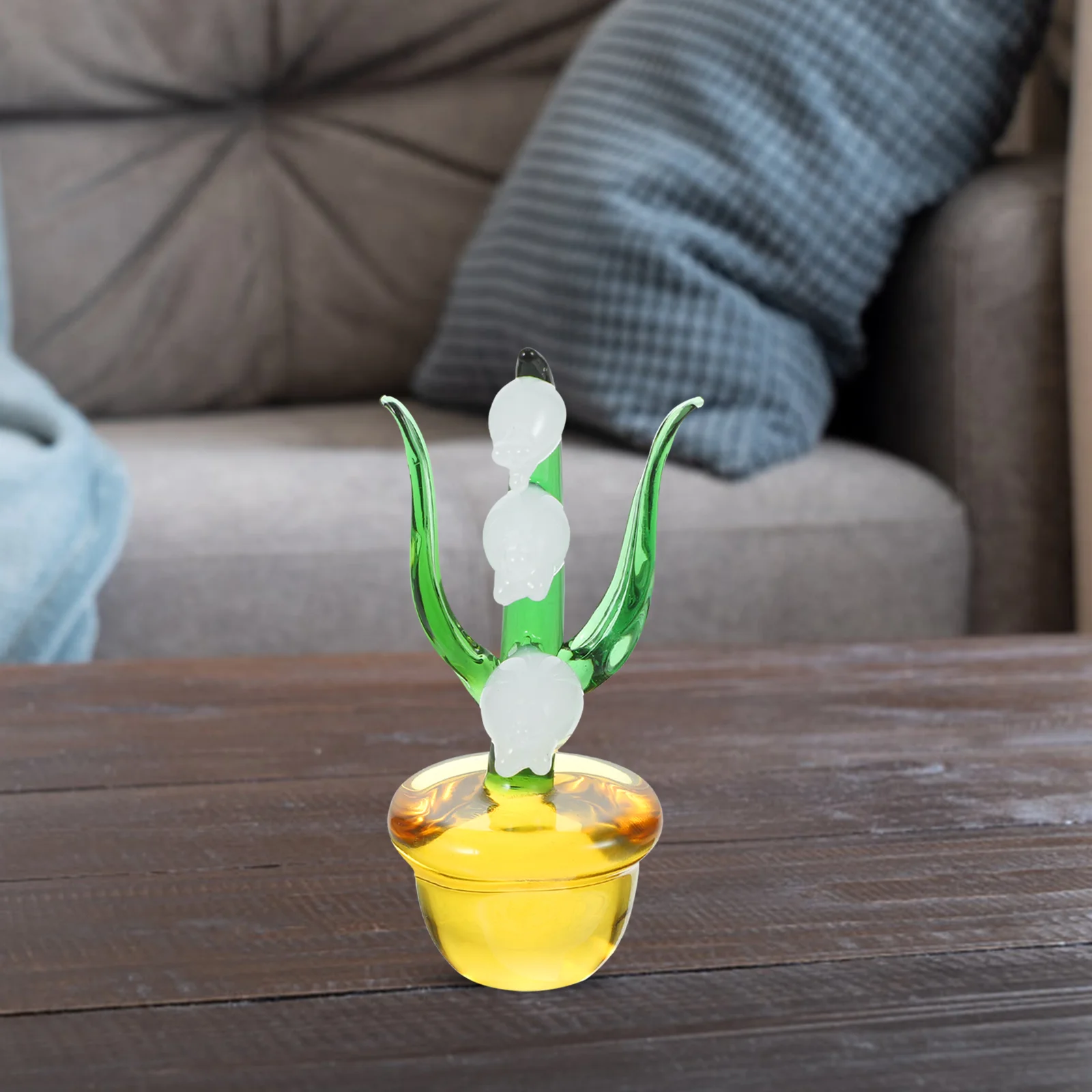 

Glass Lily Of the Valley Statue Glass Flower Ornament Glass Craft Home Table Ornament