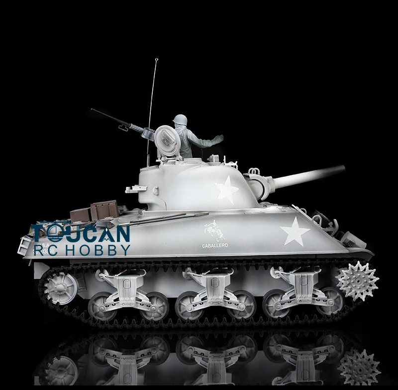 

Henglong Upgraded Ver 1/16 Snow 7.0 M4A3 Sherman RC Tank 3898 Metal Tracks Barrel Recoil Battle against BBs Airsoft TH17693-SMT7