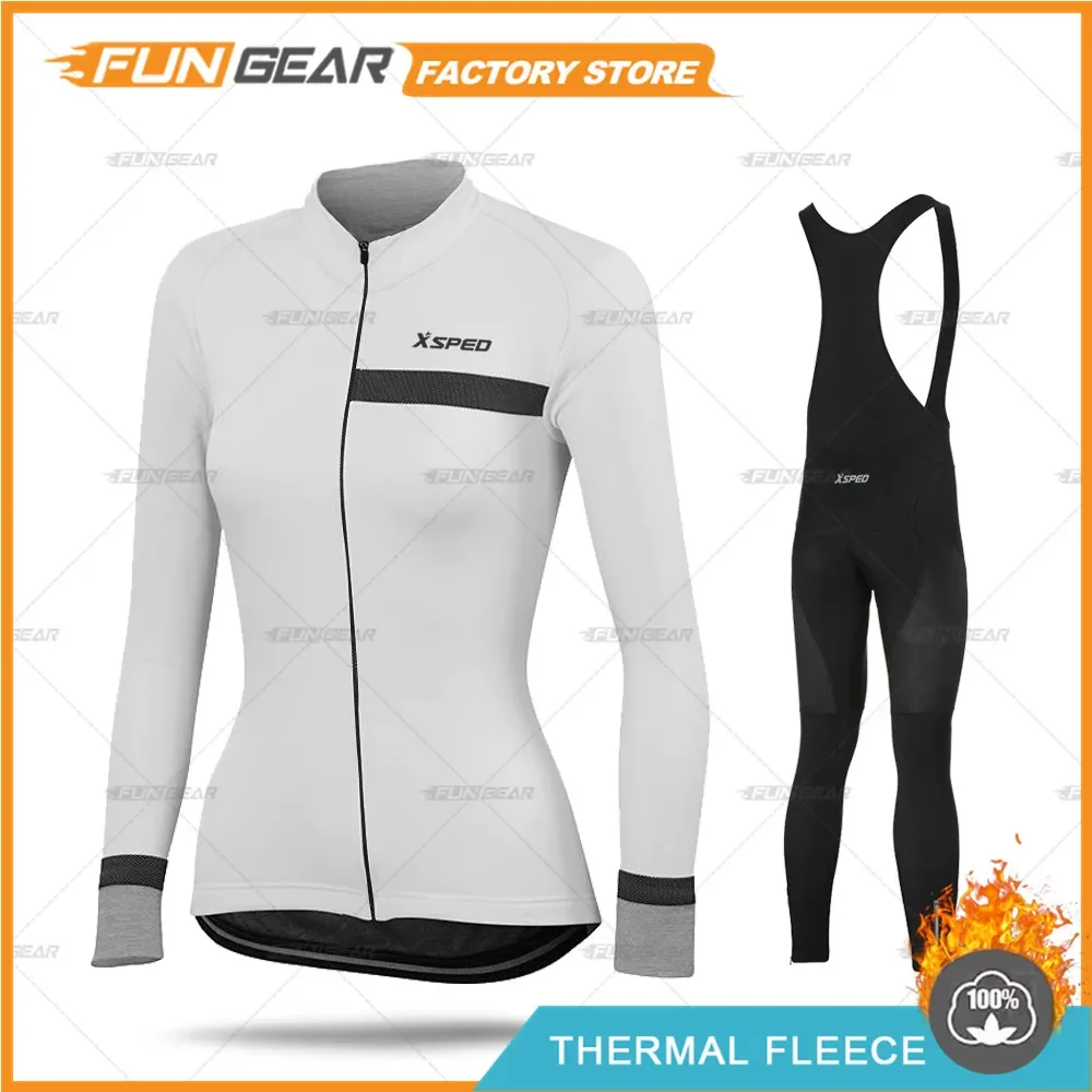 

2022 Ropa Ciclismo Winter Cycling Clothing Women Thermal Jersey Set MTB Long Sleeve Clothes Road Bike Bib Pants Set