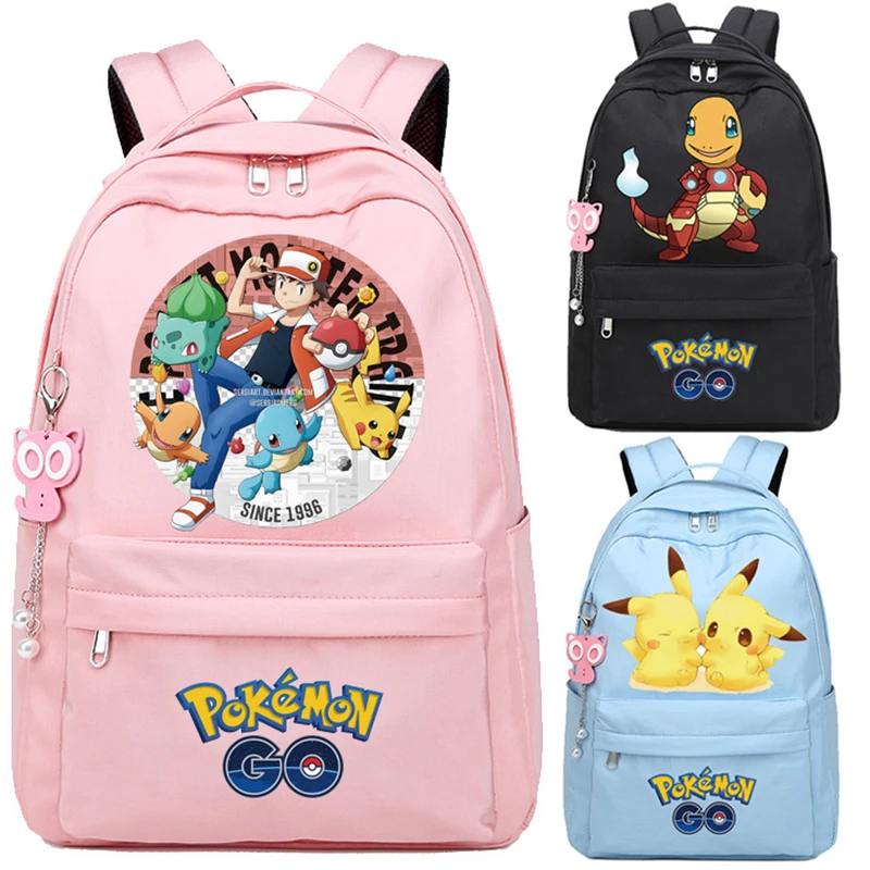 

Pokemon Backpack Anime Pikachu Squirtle Psyduck Gengar Cartoon Printing Student School Bag Kids Book Bags Travel Bag Girl Gift