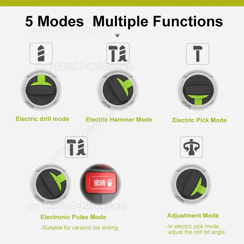 WORX Heavy Duty 20 В WU388 Перезаряжаемый беспроводной перфоратор Бесщеточный 2.2J Impact 5400bpm