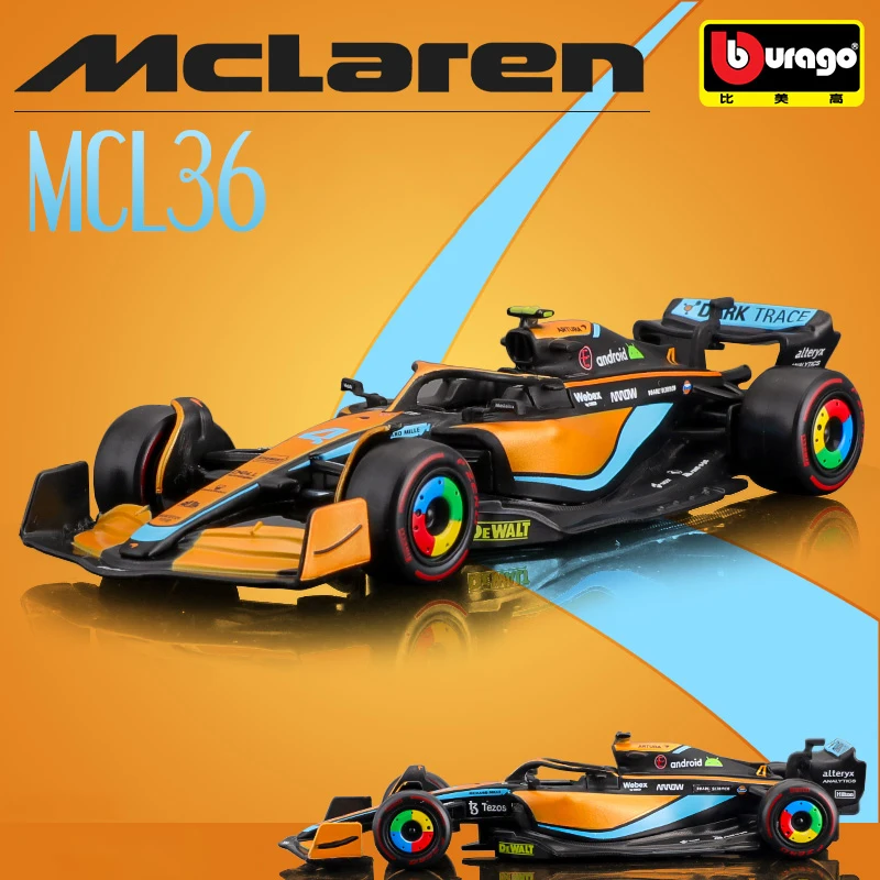 

Bburago 1:43 2022 #4 Lando Norris F1 McLaren MCL36 #3 Daniel Ricciardo Alloy Luxury Vehicle Diecast Cars Model Toy