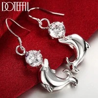 doteffil 925 sterling silver dolphin aaa zircon drops earrings for women best gift wedding engagement party jewelry