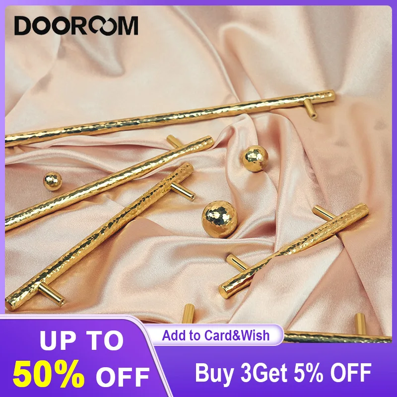 

DOOROOM Hammered Furniture Handles Modern Brass Cupboard Wardrobe Dresser Shoe Box Drawer Cabinet Ball T Shaped Knobs