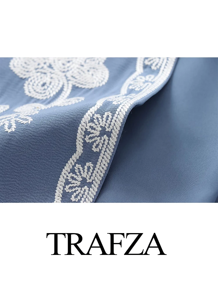 Винтажный женский жилет с вышивкой TRAFZA 2024 повседневная майка короткими рукавами