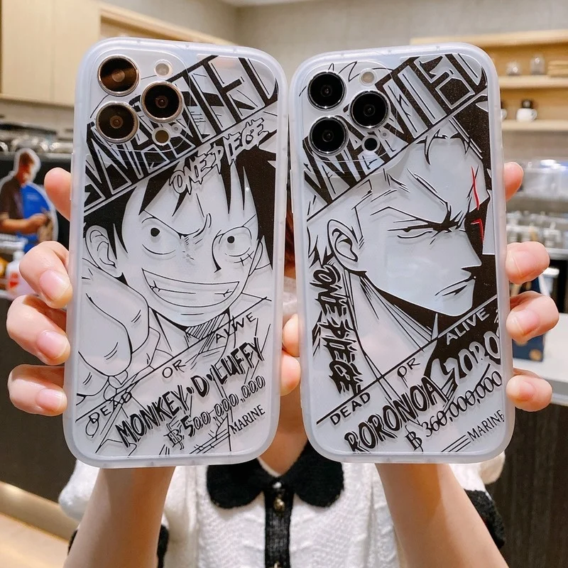 

Anime Luffy Zoro Transparent Phone Case Cover for IPhone 7 8 Plus 11 12 13 Pro X XR XS Max Shockproof Case