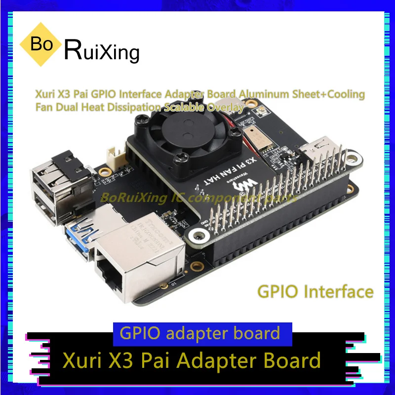 

5PCS/LOT X3-PI-FAN-HAT Xuri X3 Pai GPIO Interface Adapter Board Aluminum Sheet+Cooling Fan Dual Heat Dissipation Scalable Overl